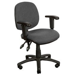 Crescent Task Chair Medium Back With Arms Black Fabric 