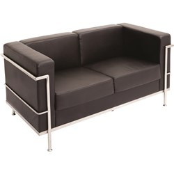 Rapidline Space Lounge Two  Seater With Chrome Frame Black PU Upholstery