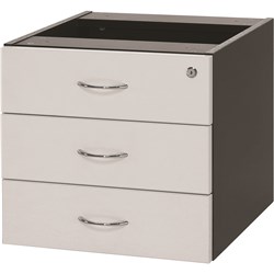 Logan Fixed Pedestal 3 Drawer 476 x 470D x 450mmH  White And Ironstone