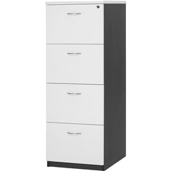 Logan Filing Cabinet 4 Drawer 476W x 550D x 1339mmH White And Ironstone