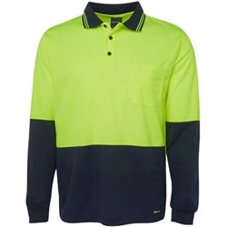 Zions Two Tone Safety Polo Shirt Long Sleeve Fluoro Yellow