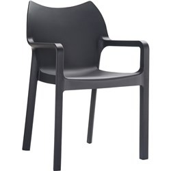 Diva Hospitality Dining Chair With Arms Heavy Duty Indoor Outdoor Black Polypropylene