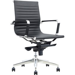 Naples Executive Medium Back  Chair With Arms  Black PU