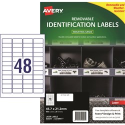 Avery Identification Removable Heavy Duty Laser White L4778 45.7x21.2mm 48UP 960 Labels