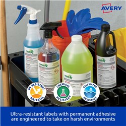 Avery Ultra-Resistant Chemical Grade Laser Labels L7913 99.1x 42.3mm White Pack of 10 (120)