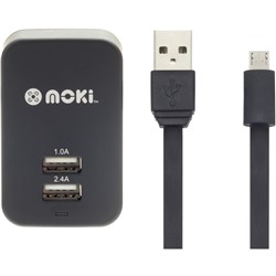Moki MicroUSB SynCharge 150cm Cable + Wall Charger Black