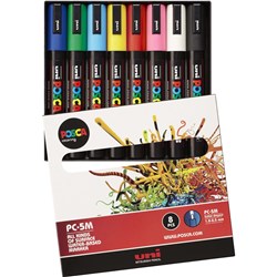 Uni Posca PC-5M Paint Marker Medium 2.5mm Bullet Tip  Assorted Colours Wallet Of 8