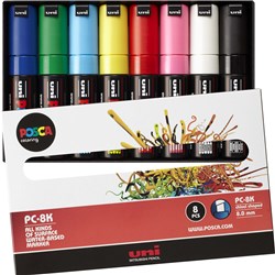 Uni Posca PC-8K Paint Marker Broad 8mm Chisel Tip  Assorted Colours Wallet Of 8